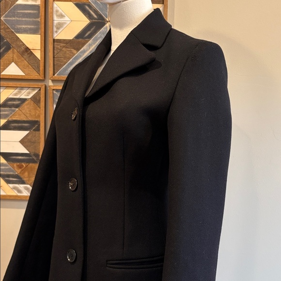 COS Black Long Wool Blend Button Front Dress Coat size 2 - Picture 4 of 13